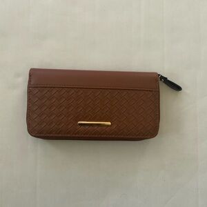 NWOT Brown Woven Zip Wallet